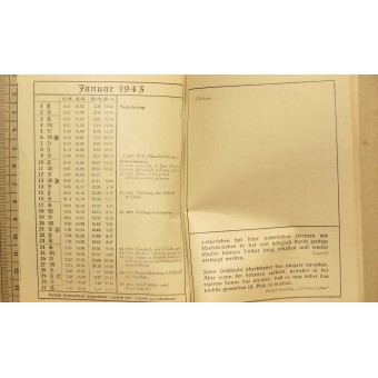 German soldiers pocket calendar Die Heimat grüßt 1943. Espenlaub militaria